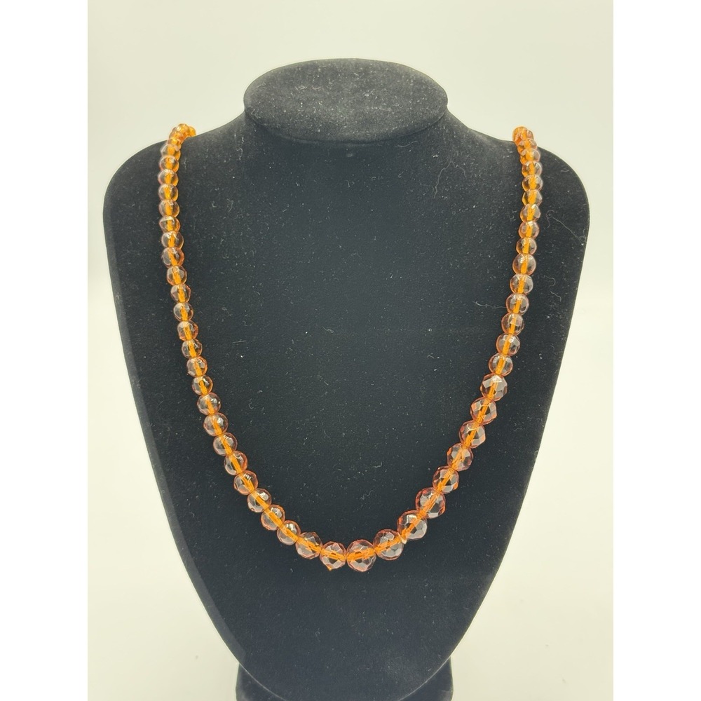 Vintage Cognac color Glass Beaded Heavy Round Necklace